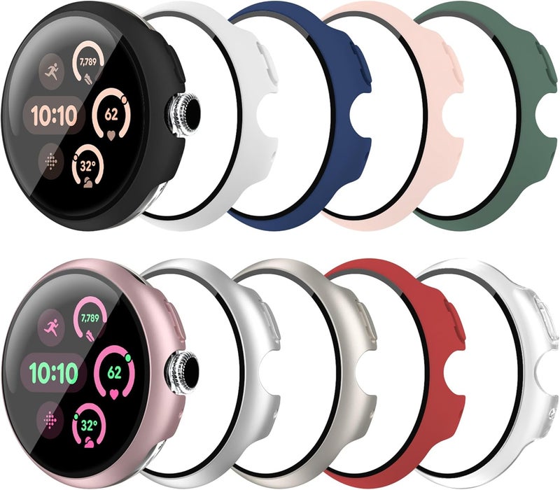 Tiorecime 10 Pack Case for Google Pixel Watch 3/2/1 41mm with Tempered Glass Screen Protector, Shockproof Hard PC Bumper, All-Around Protective Cover Compatible with Pixel Watch 3/2/1 41mm Accessories - Image 1